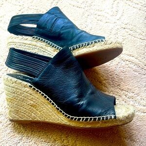 Splendid brand black leather summer wedges size 7